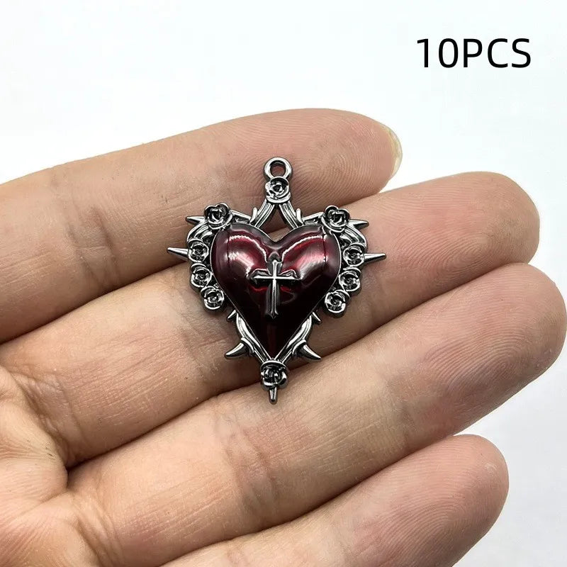 10/12PCS Retro Dark Style Personalized Thorn Rose Cross Pendant DIY Accessories Quick Pick Grocers